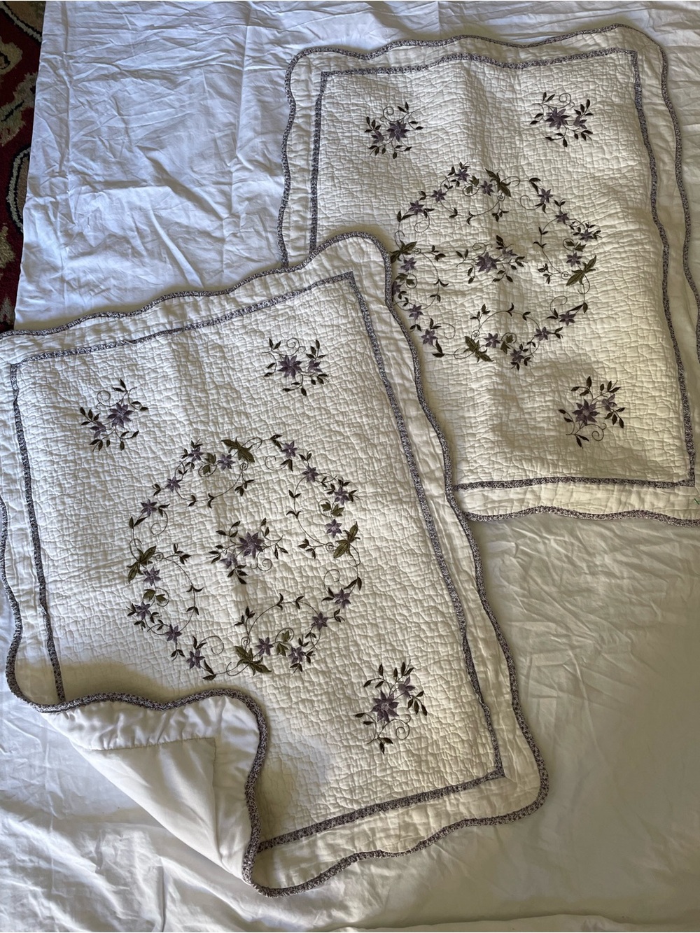 Orvis Lavender Fields Quilted pillowcases set Standard  Sham purple white